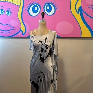 Moschino Couture Gray Silk Ghost Bias Cut Gown Long Dress
